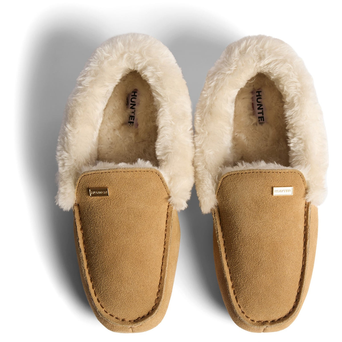 Hunter Womens Womens Moccasin Slipper Sherpa Natural