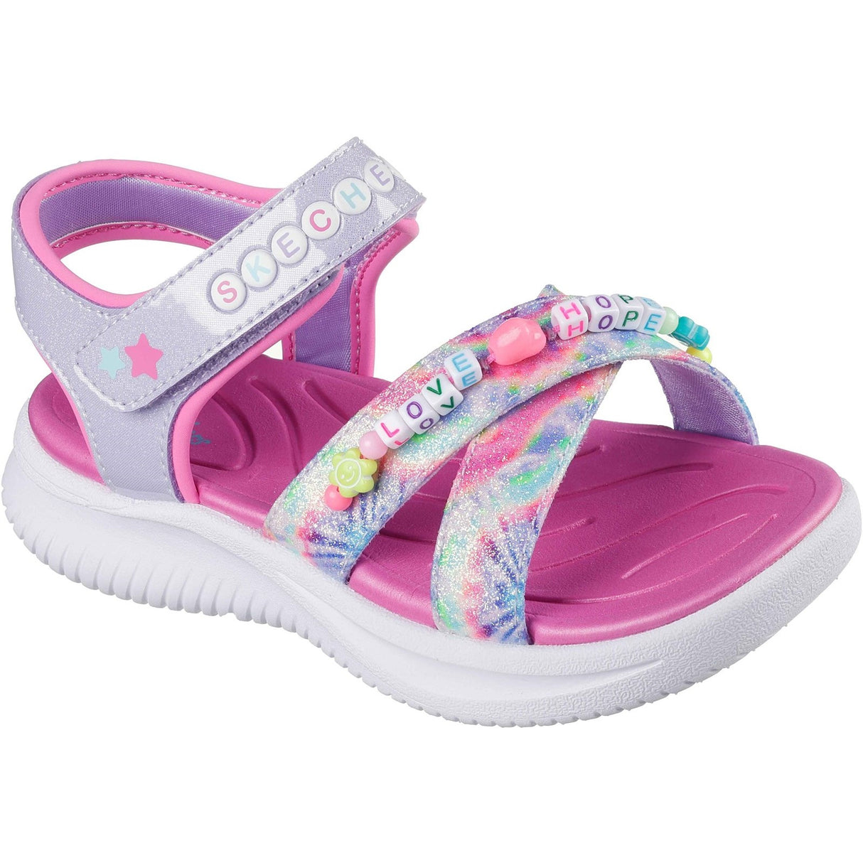 Skechers Junior Girls Jumpsters Tie Dye BFFs Sandal Lavender/Multi