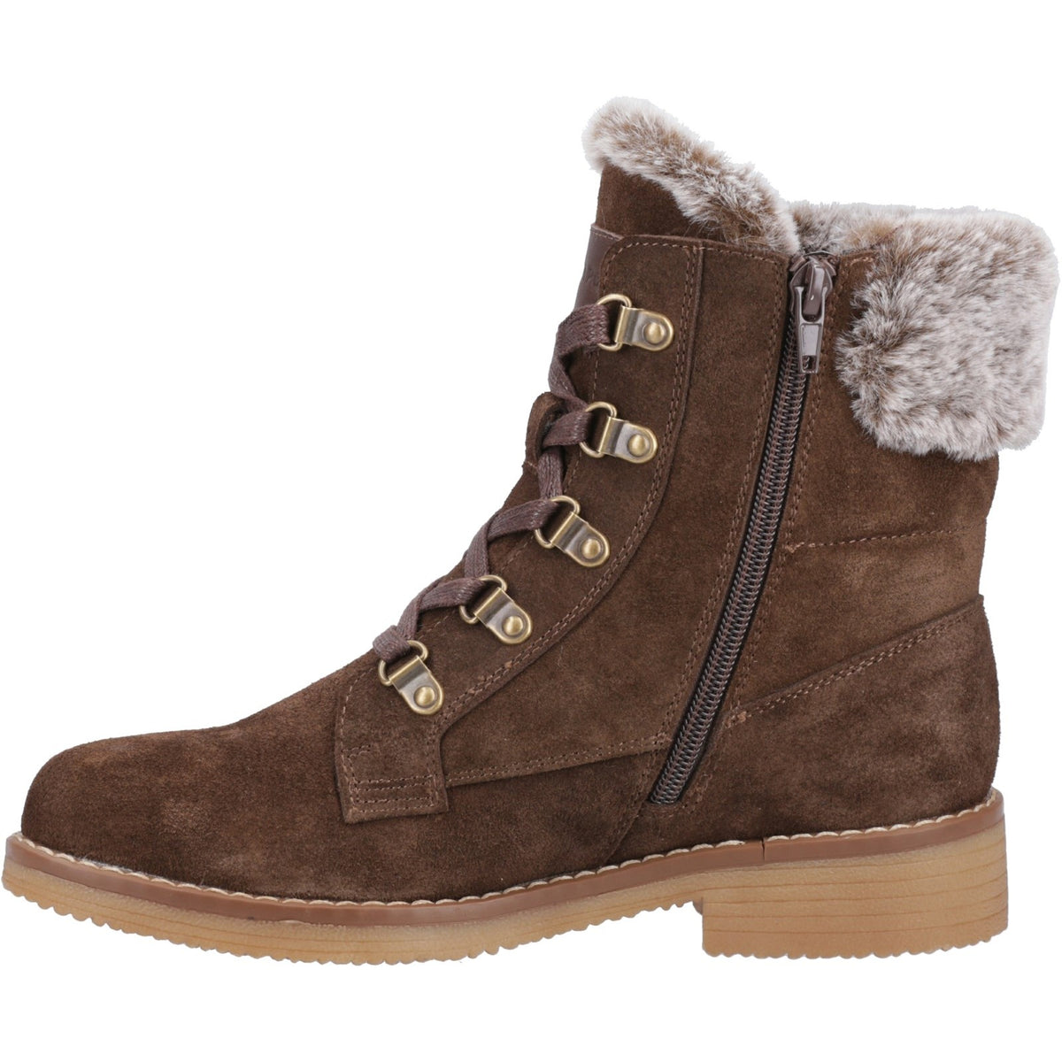 Hush Puppies Womens Florence Wide Fit Boot Chocolate