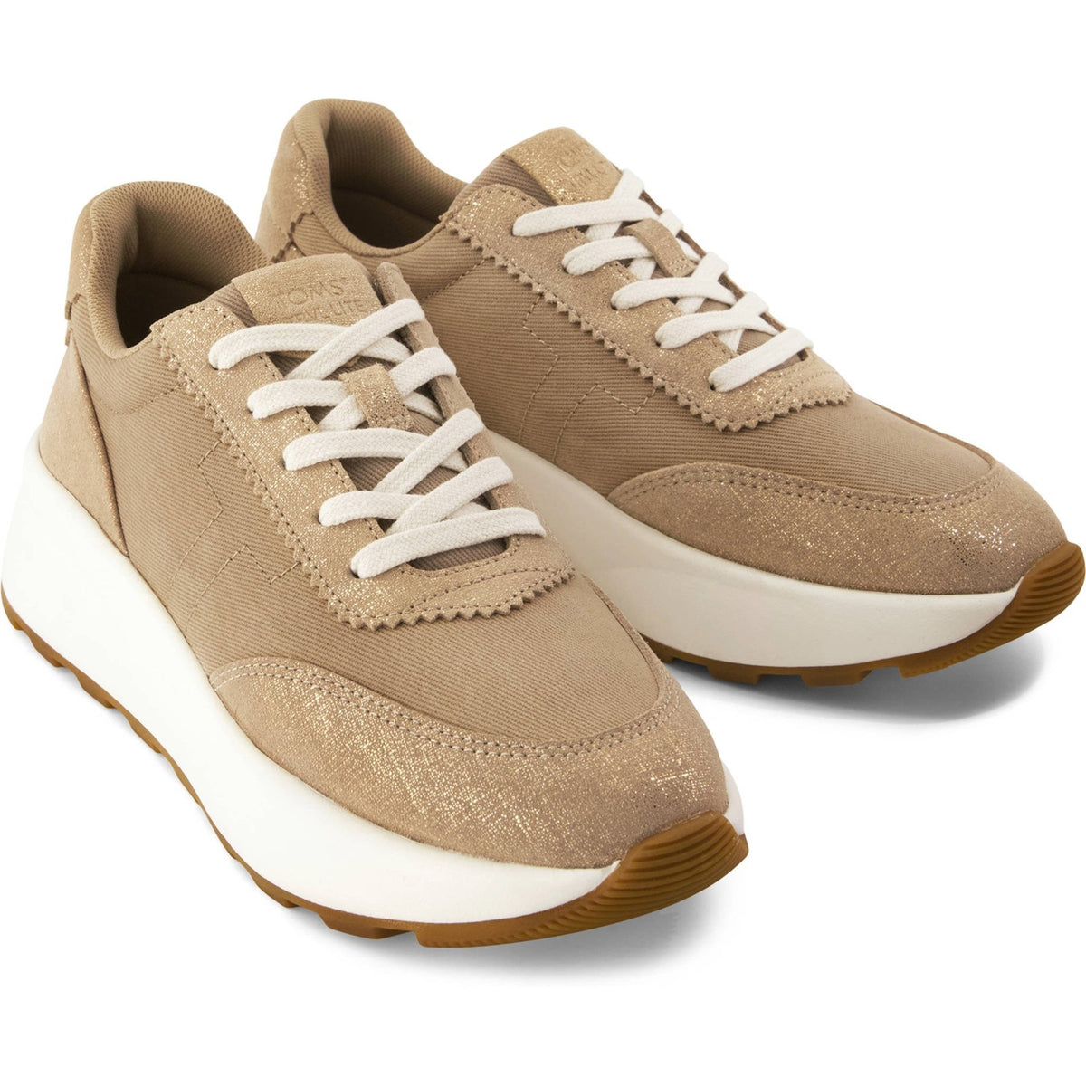 TOMS Womens Trvl Lite Wedge Sneaker Mid Taupe Metallic