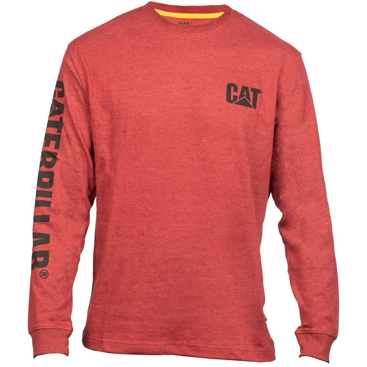 Caterpillar Mens Trademark Banner Long Sleeve T-Shirt Brick