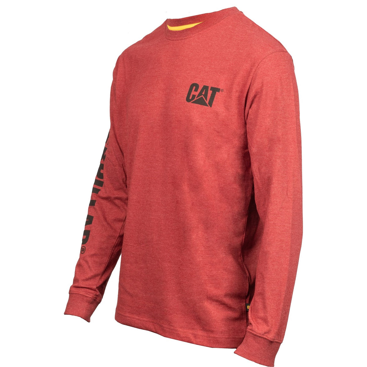 Caterpillar Mens Trademark Banner Long Sleeve T-Shirt Brick