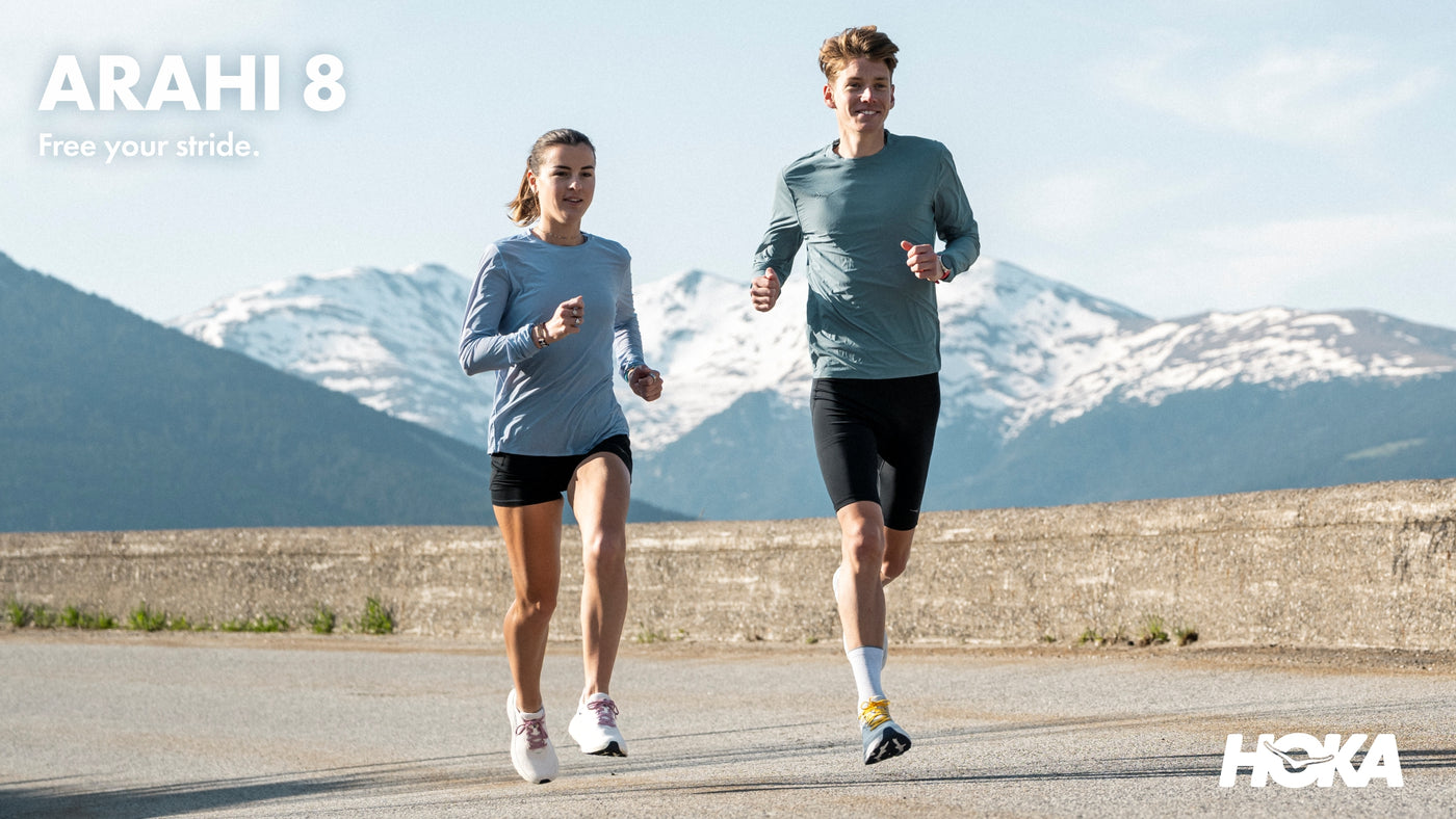 Homepage banner for the Hoka Arahi 8 Running Shoe