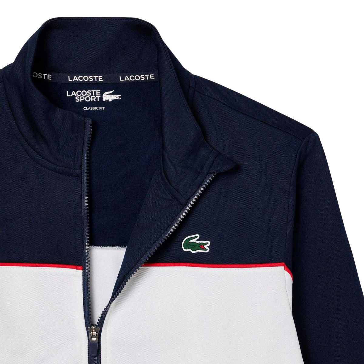 Lacoste Mens Logo Printed Zipped Tennis Jacket Navy Blue/White