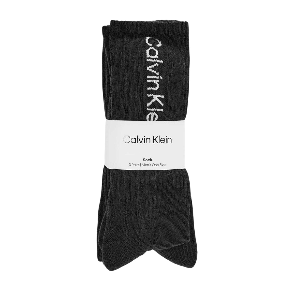 Calvin Klein Mens Lettering Crew Socks (Pack of 3) Black