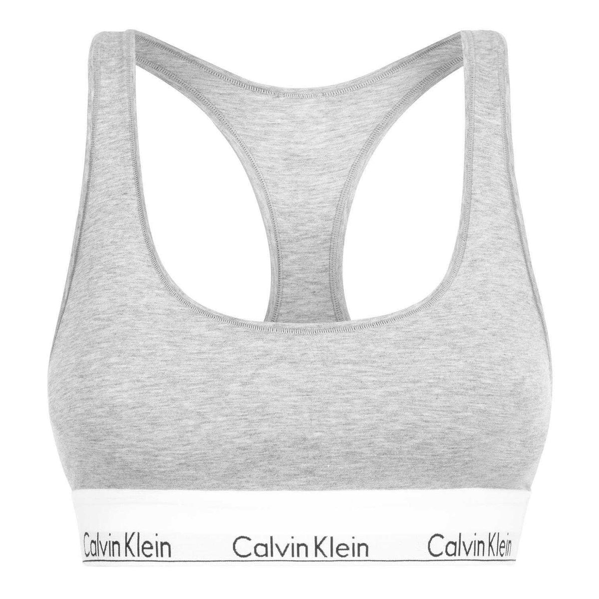 Calvin Klein Womens Logo Cotton Blend Bralette Grey