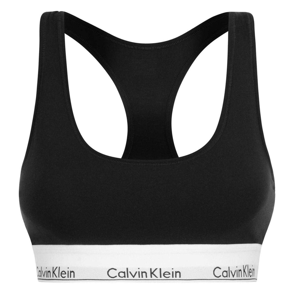 Calvin Klein Womens Logo Cotton Blend Bralette Black