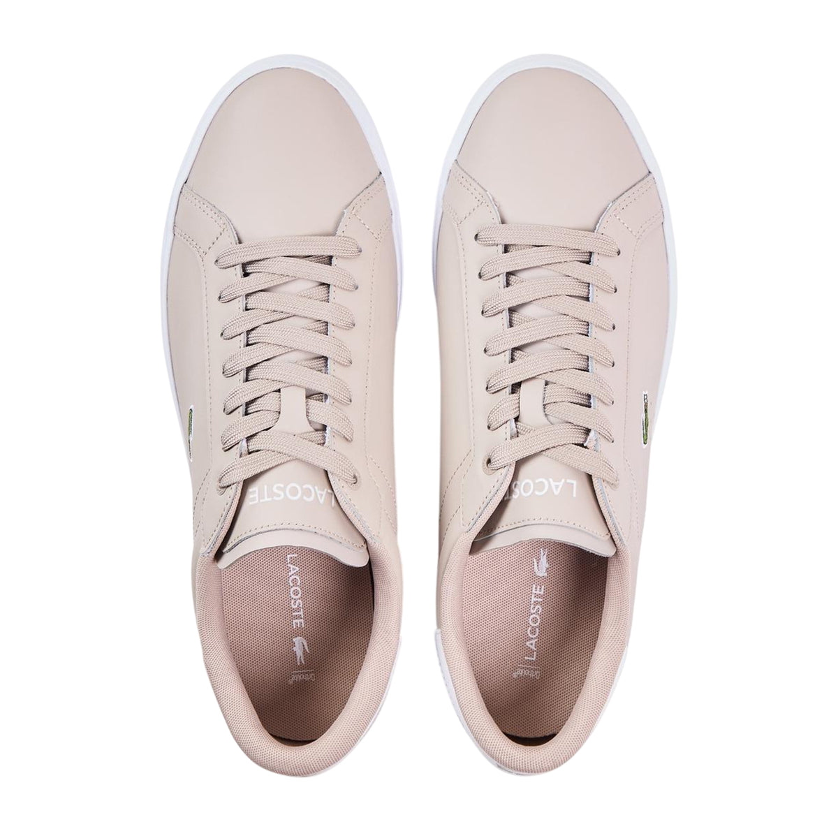Lacoste Mens Powercourt Leather Flat Trainers Grey/White