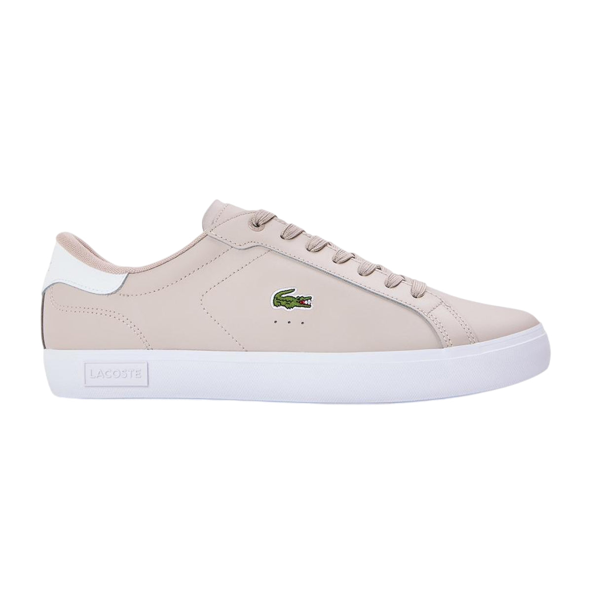 Lacoste Mens Powercourt Leather Flat Trainers Grey/White
