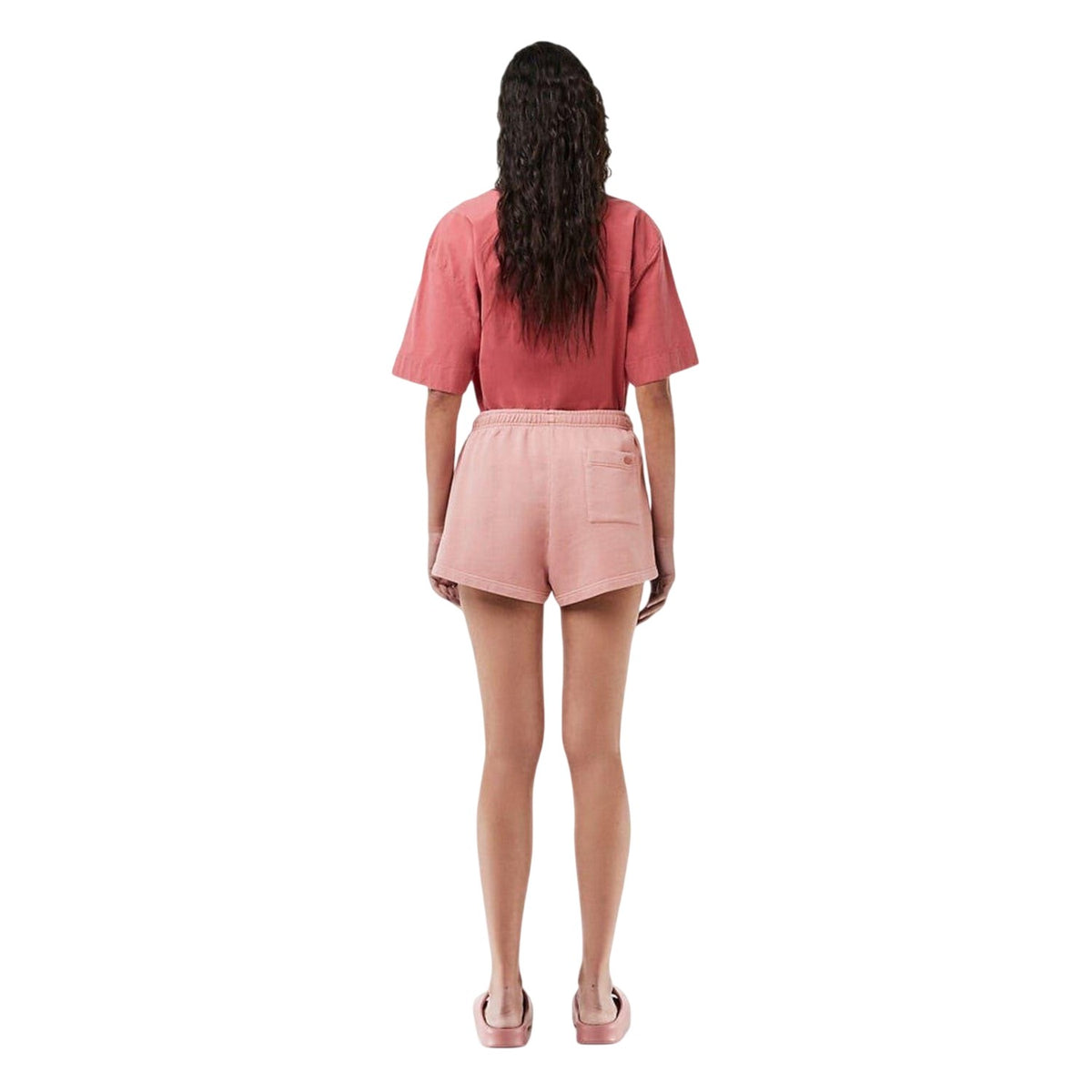 Lacoste Womens Elasticated Waist Loose Fit Sweat Shorts Pink
