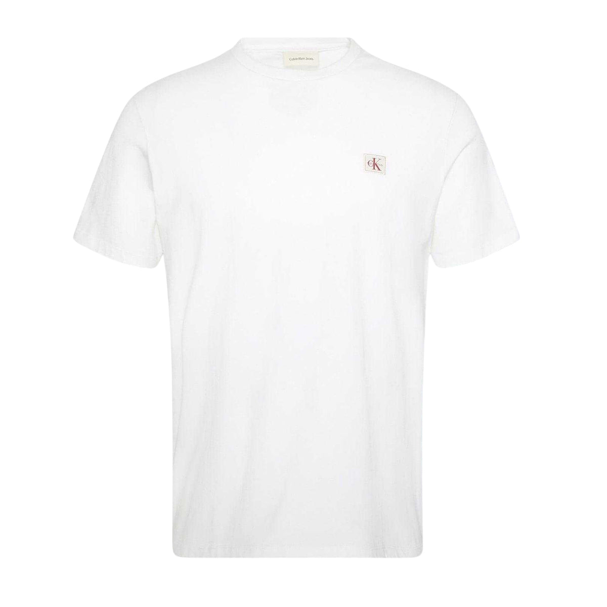 Calvin Klein Mens Box Logo Cotton Crew Neck Regular T-Shirt White