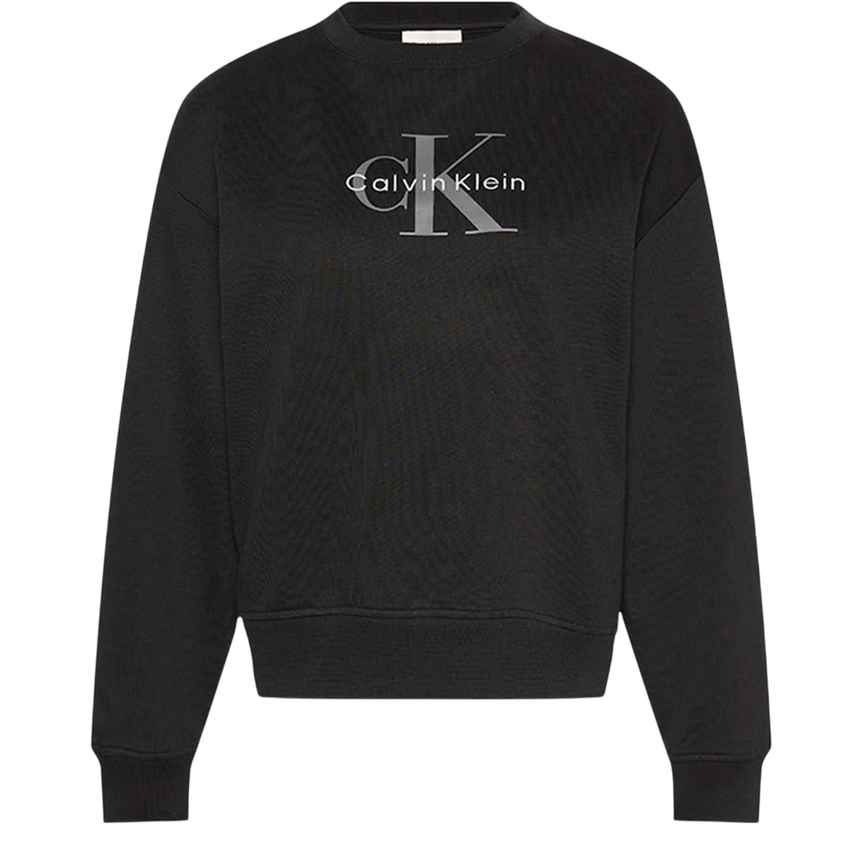 Calvin Klein Womens Logo Long-Sleeved Sweatshirt Black