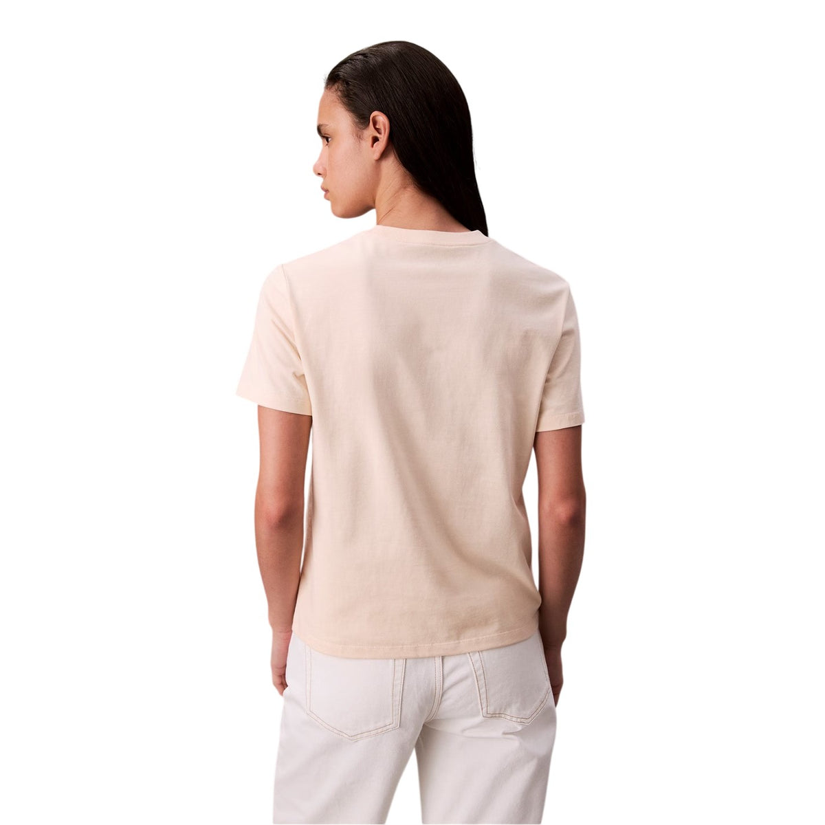 Calvin Klein Womens Monogram Crew Neck T-Shirt Sand