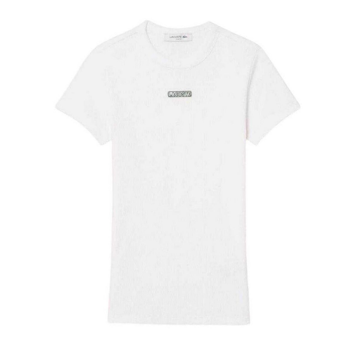 Lacoste Womens Ribbed Crew Neck Slim T-Shirt White