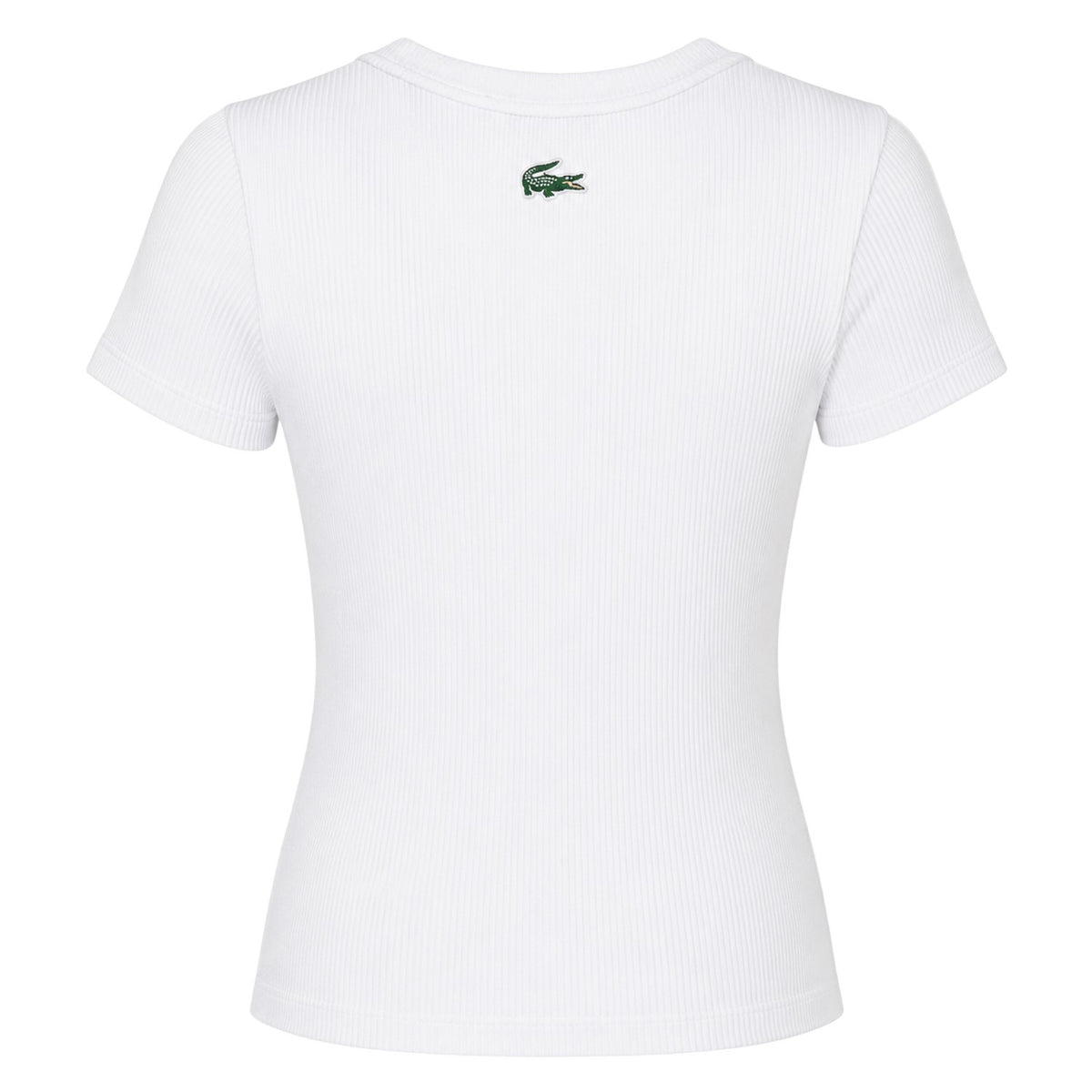 Lacoste Womens Ribbed Crew Neck Slim T-Shirt White