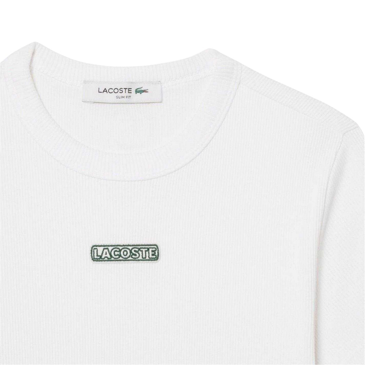 Lacoste Womens Ribbed Crew Neck Slim T-Shirt White