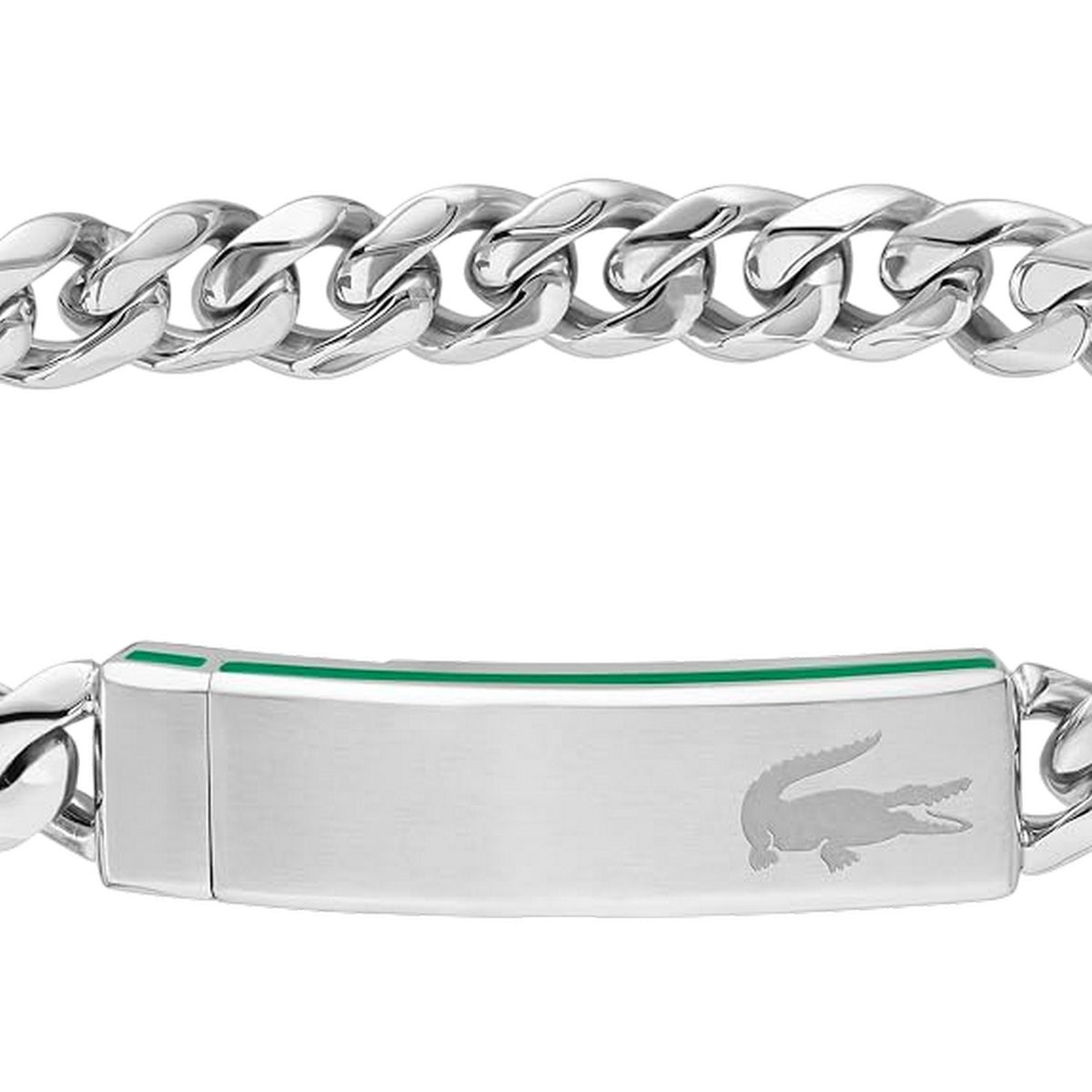 Lacoste Mens Black Ion Plating Stainless Steel Bracelet Silver