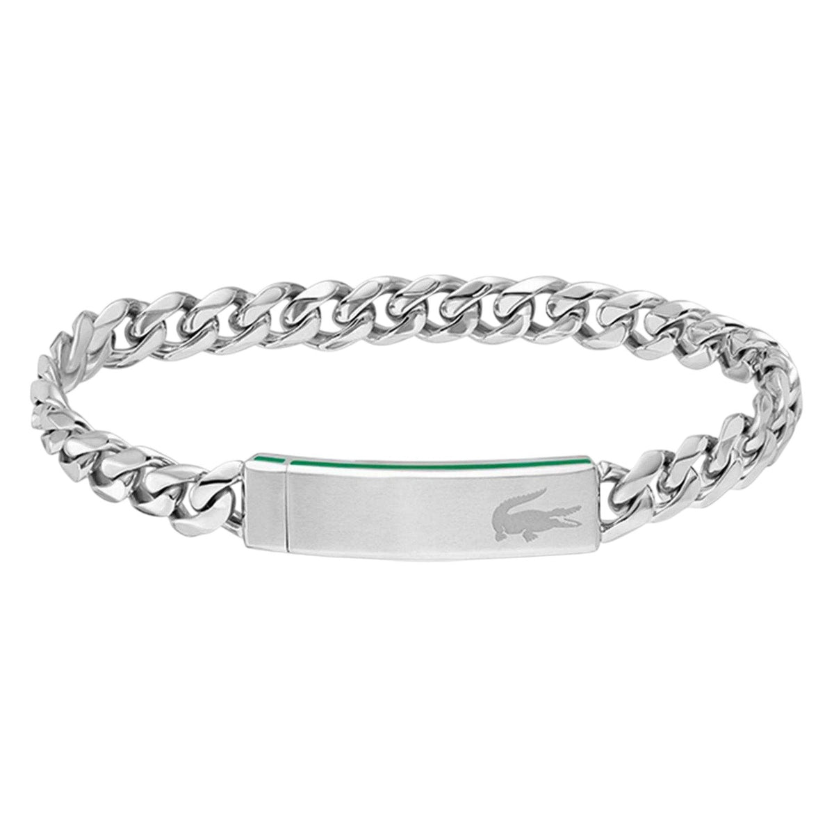Lacoste Mens Black Ion Plating Stainless Steel Bracelet Silver