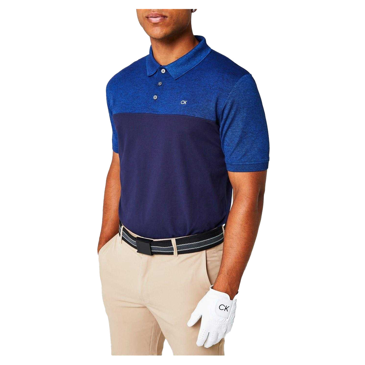 Calvin Klein Mens Colour Block Golf Polo Shirt Cobalt Blue/Navy