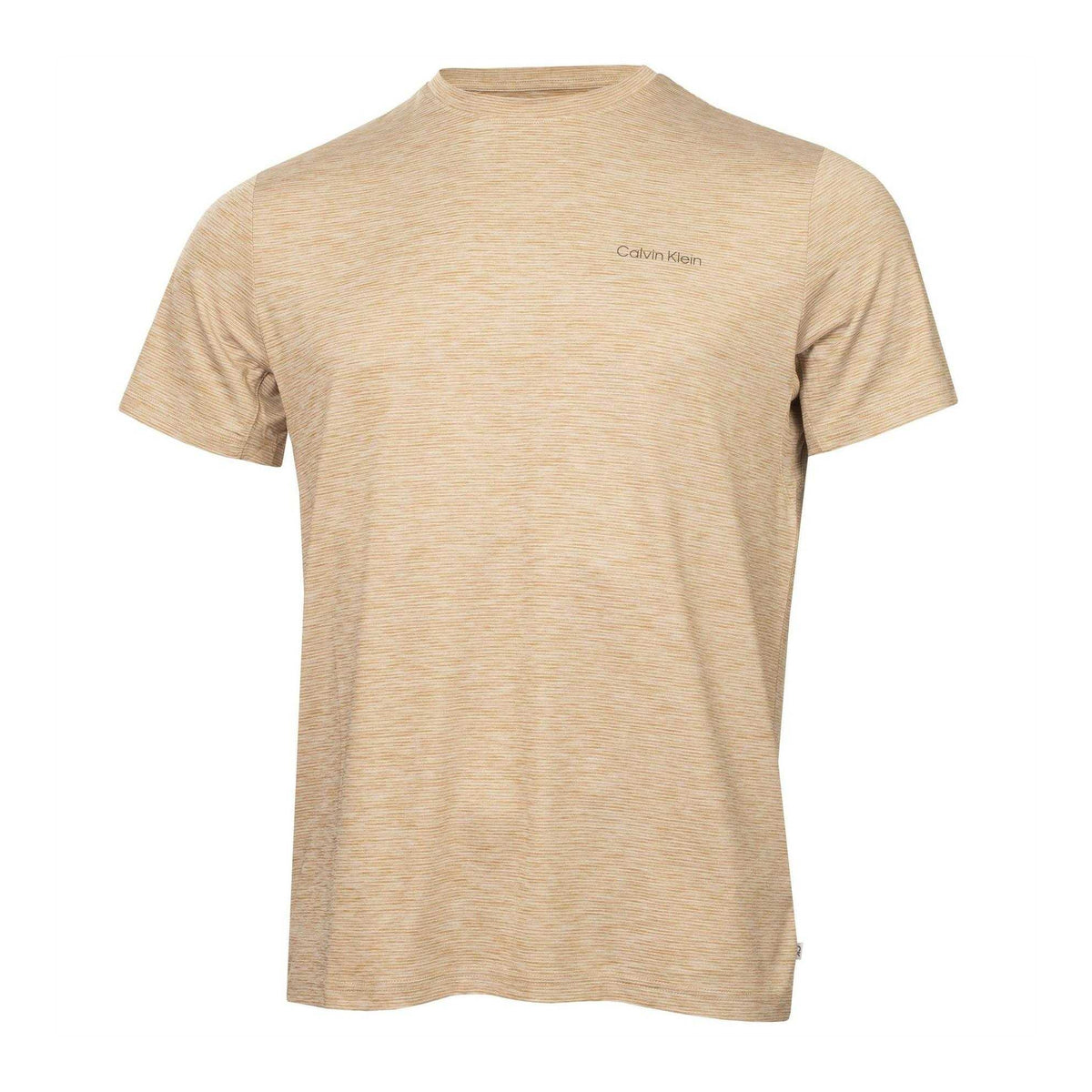 Calvin Klein Mens Striped Golf T-Shirt Khaki