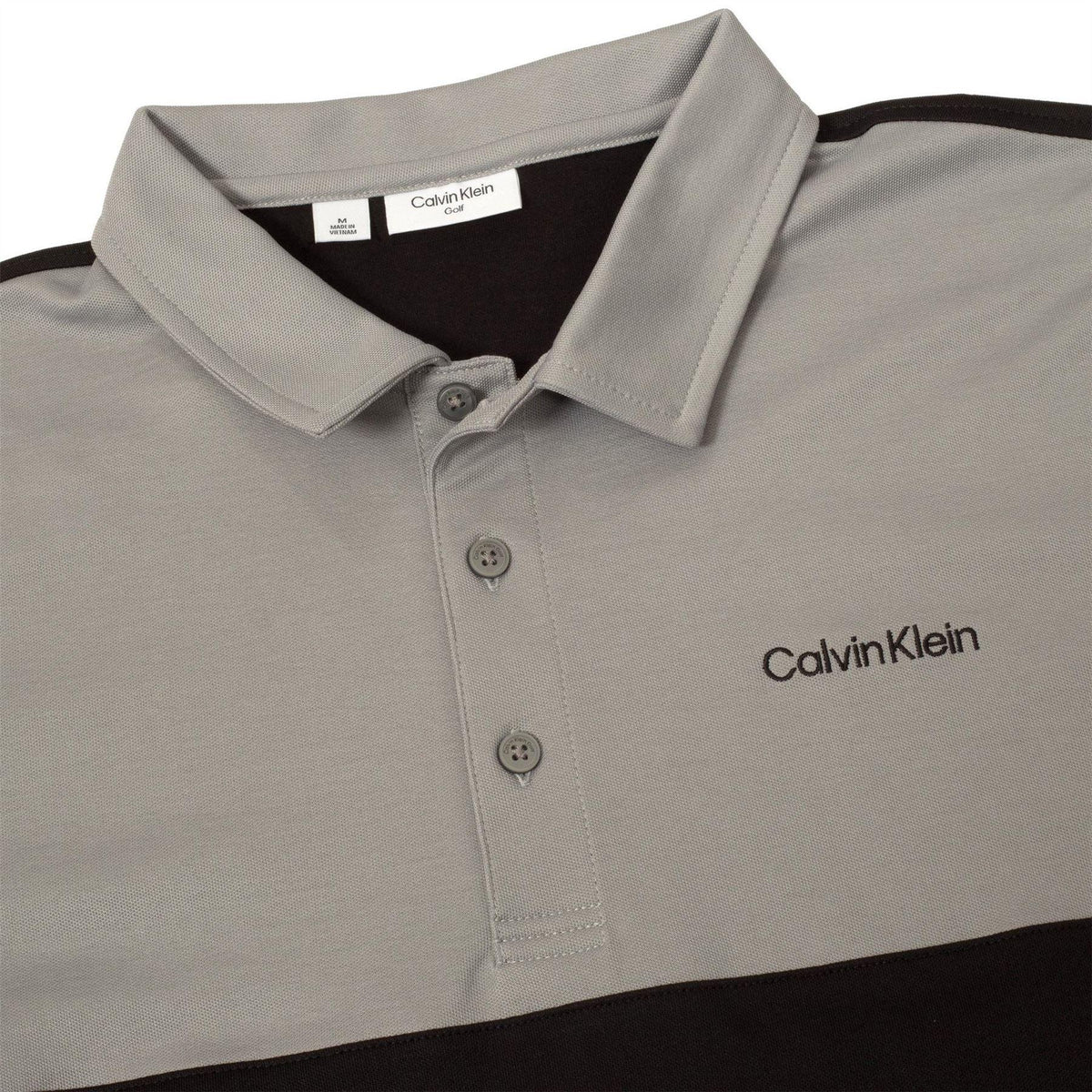 Calvin Klein Mens Embroidered Collared Polo Shirt Black/Silver