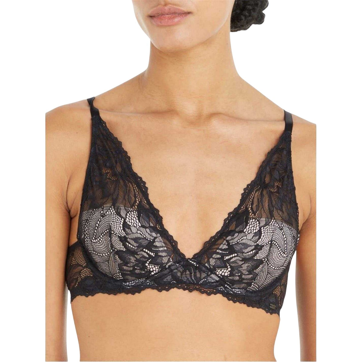 Calvin Klein Womens Floral Bra Black