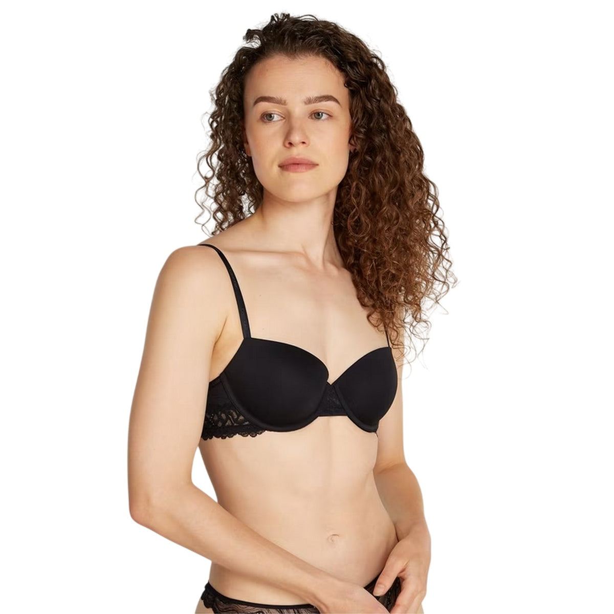Calvin Klein Womens Attraction Lace Trim Push Up Bra Black