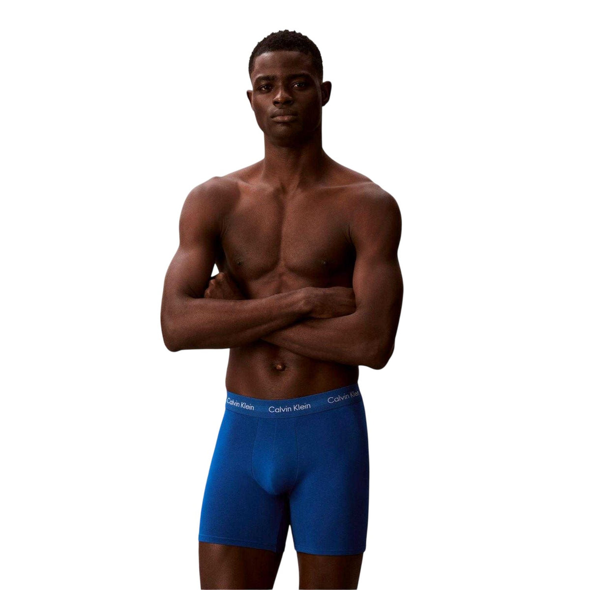 Calvin Klein Mens Cotton Blend Boxer Briefs (Pack of 3) Black/Grey/Blue