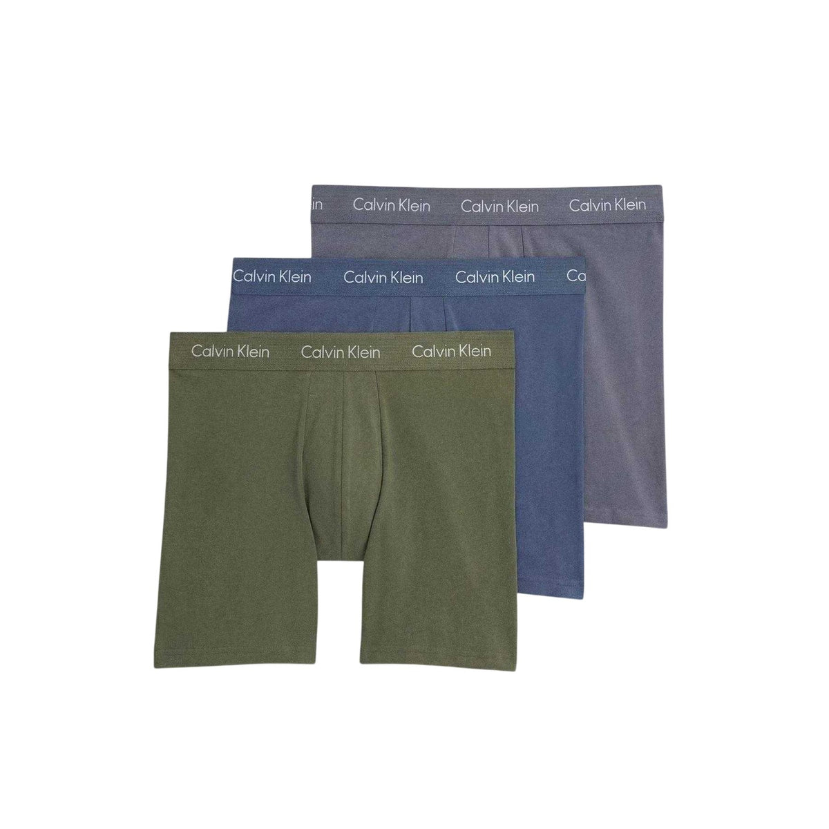 Calvin Klein Mens Cotton Blend Boxer Briefs (Pack of 3) Blue/Green/Grey
