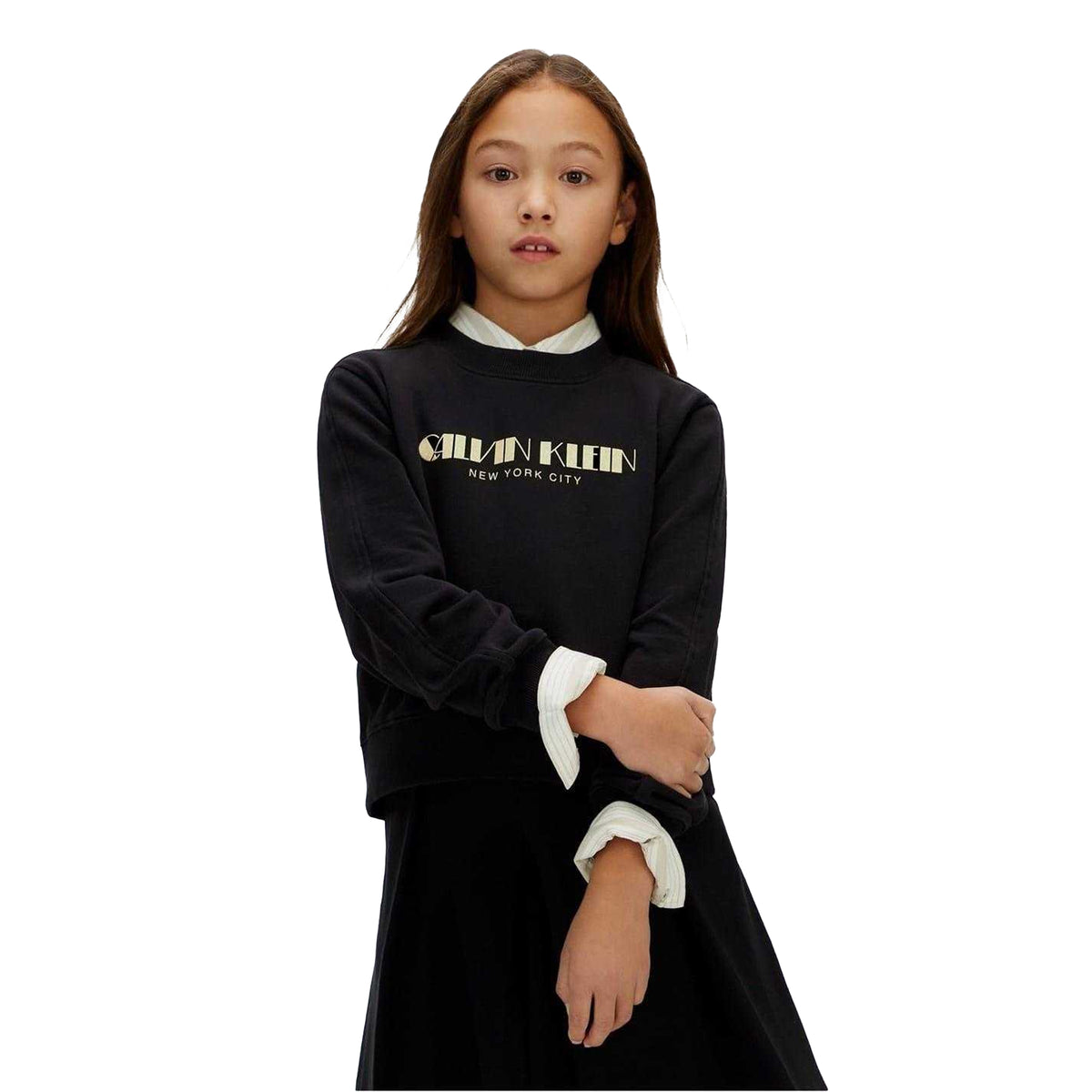 Calvin Klein Kids Glitter Logo Regular Sweatshirt Black