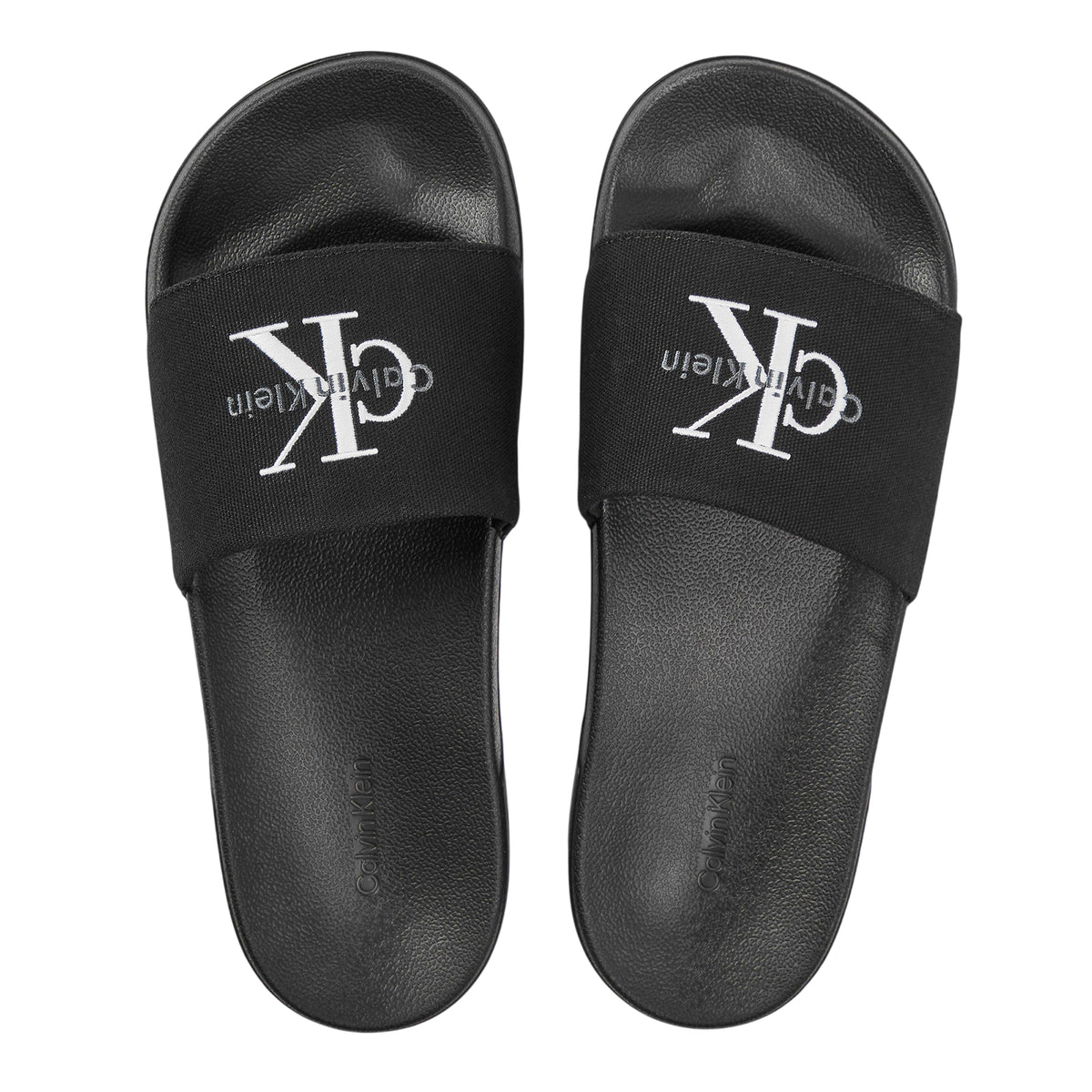 Calvin Klein Womens Embroidered Logo Sliders Triple Black