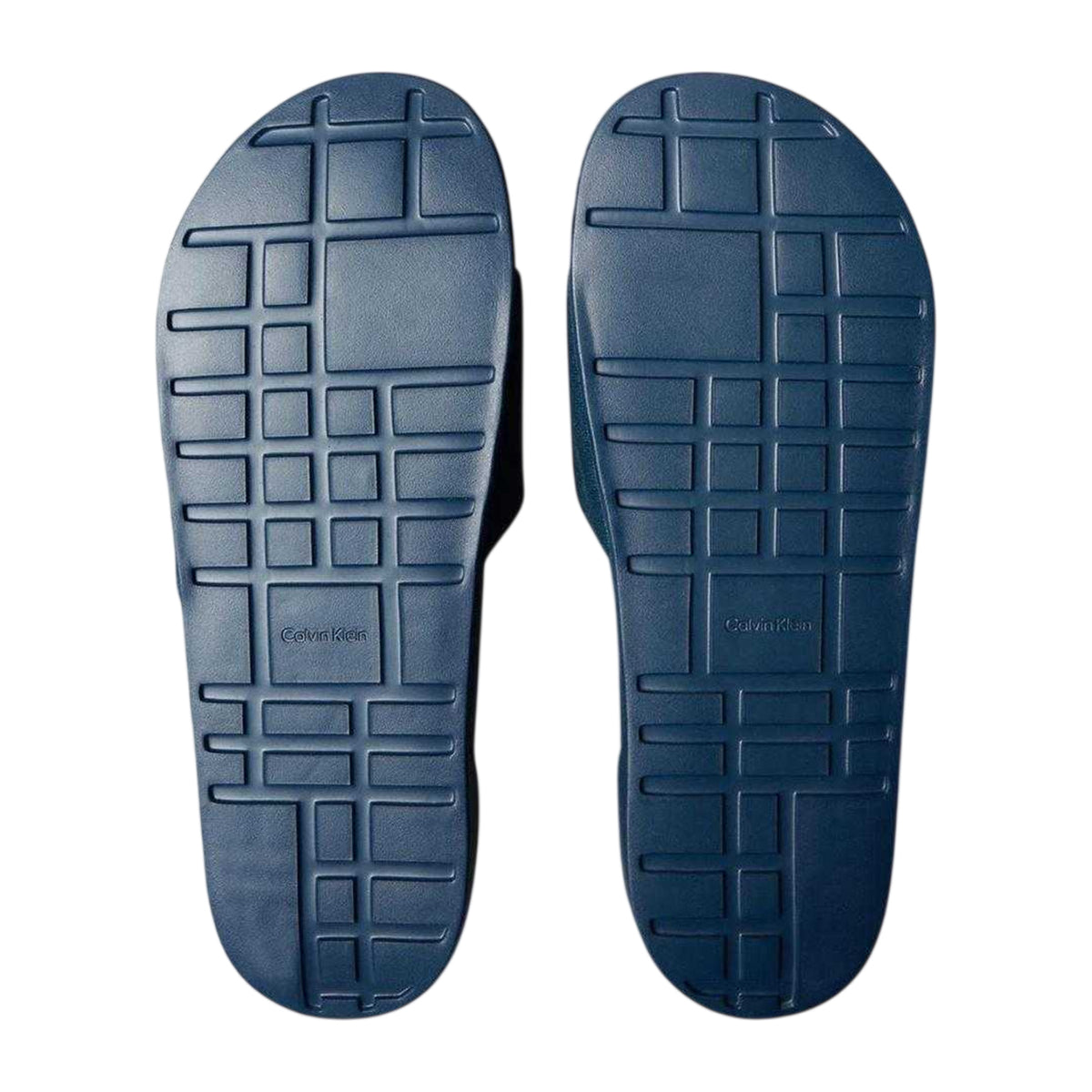 Calvin Klein Mens Logo Slip-on Flat Sliders Navy