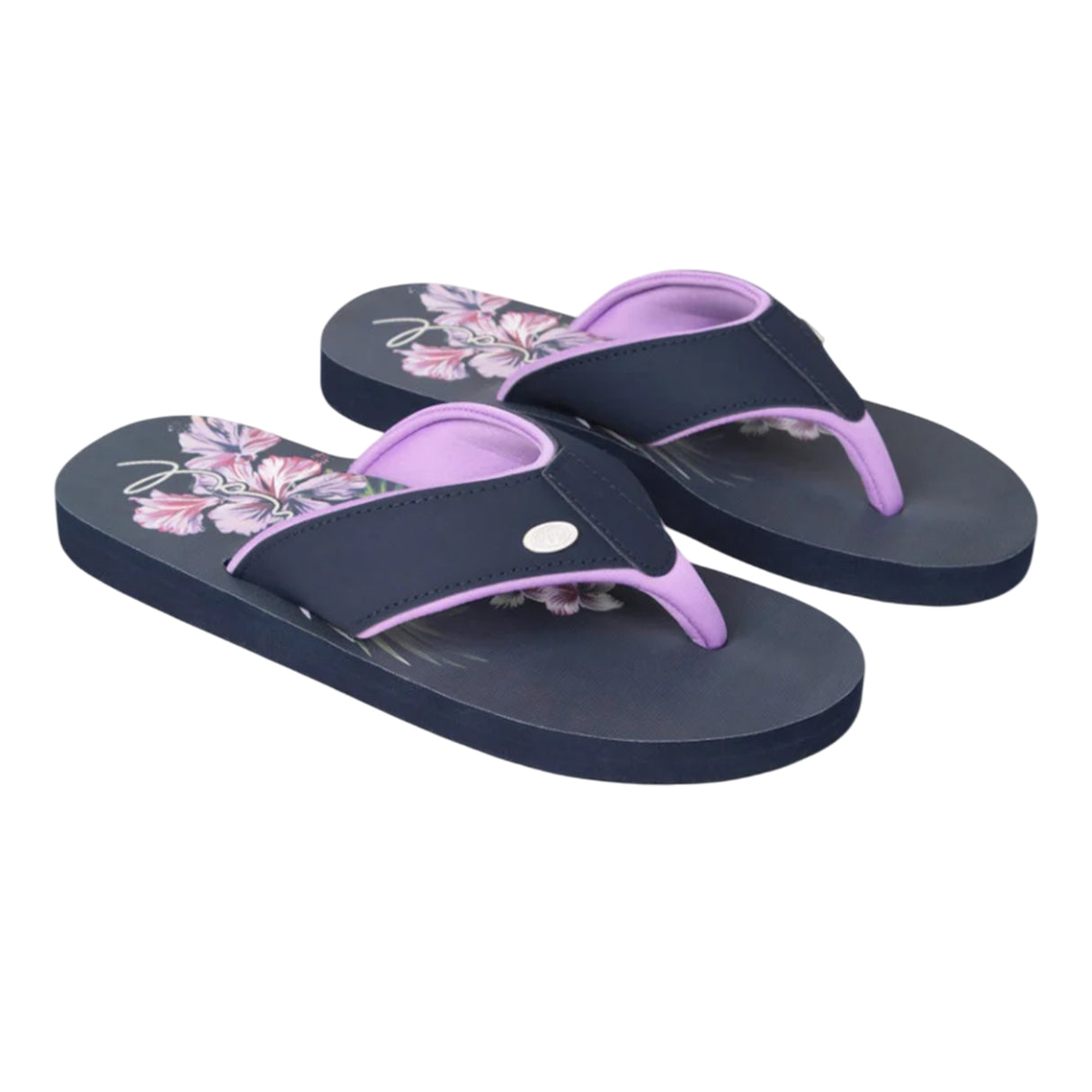 Animal Womens Leaf Print Recycled Flip Flops Light Purple