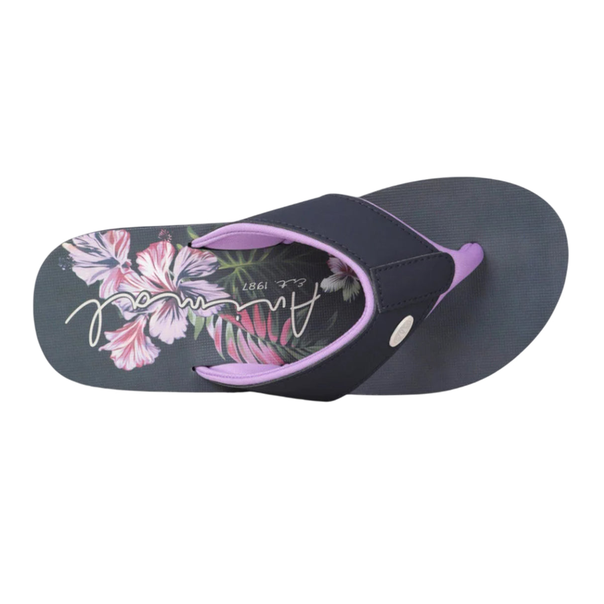 Animal Womens Leaf Print Recycled Flip Flops Light Purple