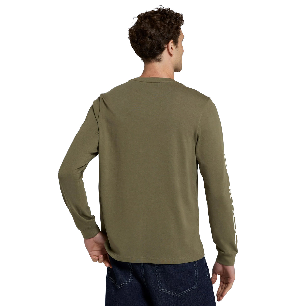 Animal Mens Tommy Back Print Organic Long-Sleeved T-Shirt Khaki Green