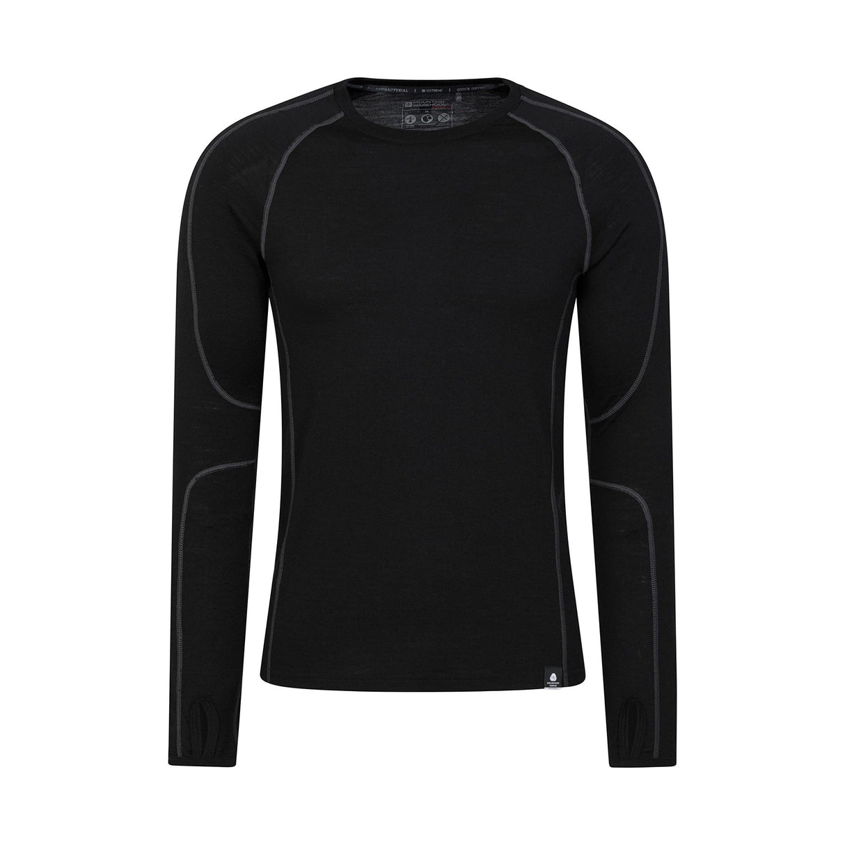 Mountain Warehouse Mens Asgard Merino Wool Base Layer Set Black