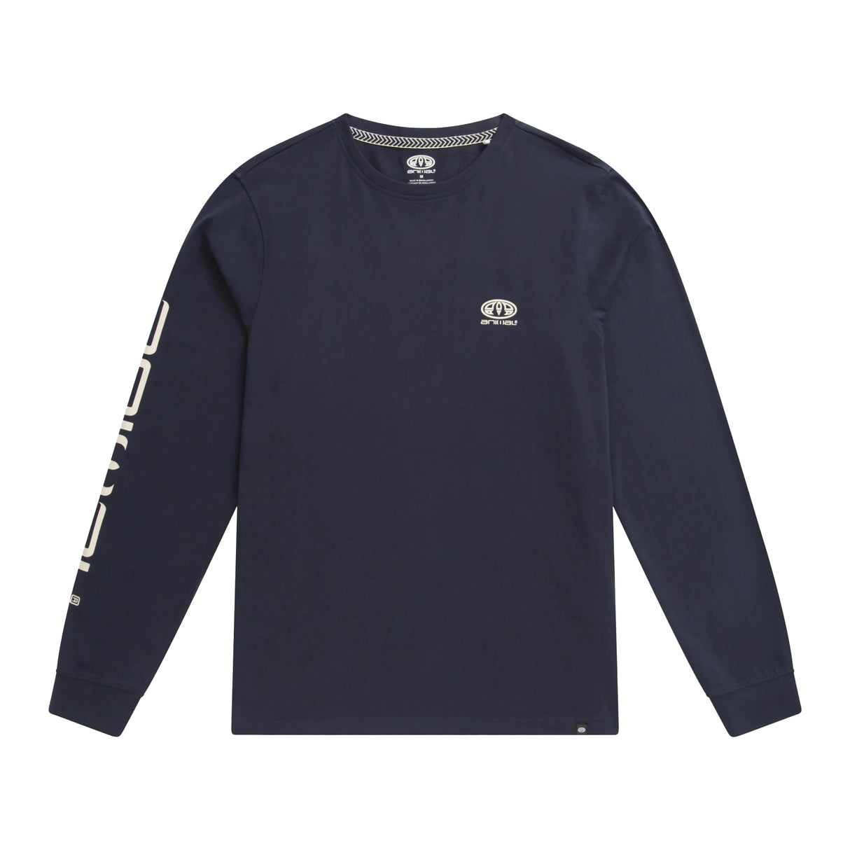 Animal Mens Tommy Graphic Print Organic Long-Sleeved T-Shirt Dark Blue