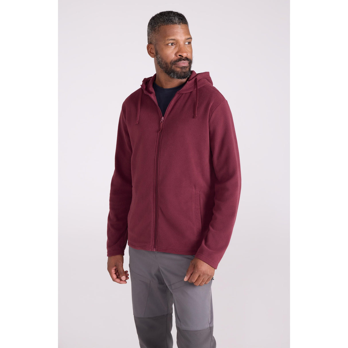 Mountain Warehouse Mens Camber Fleece Full Zip Hoodie Burgundy