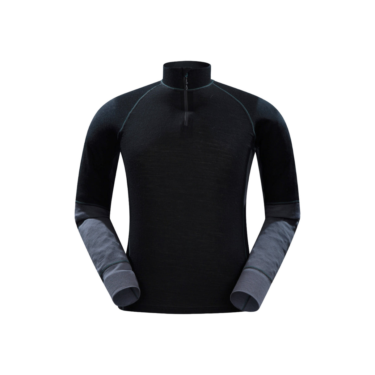 Mountain Warehouse Mens Ultra Merino Wool Zip Neck Base Layer Top Black
