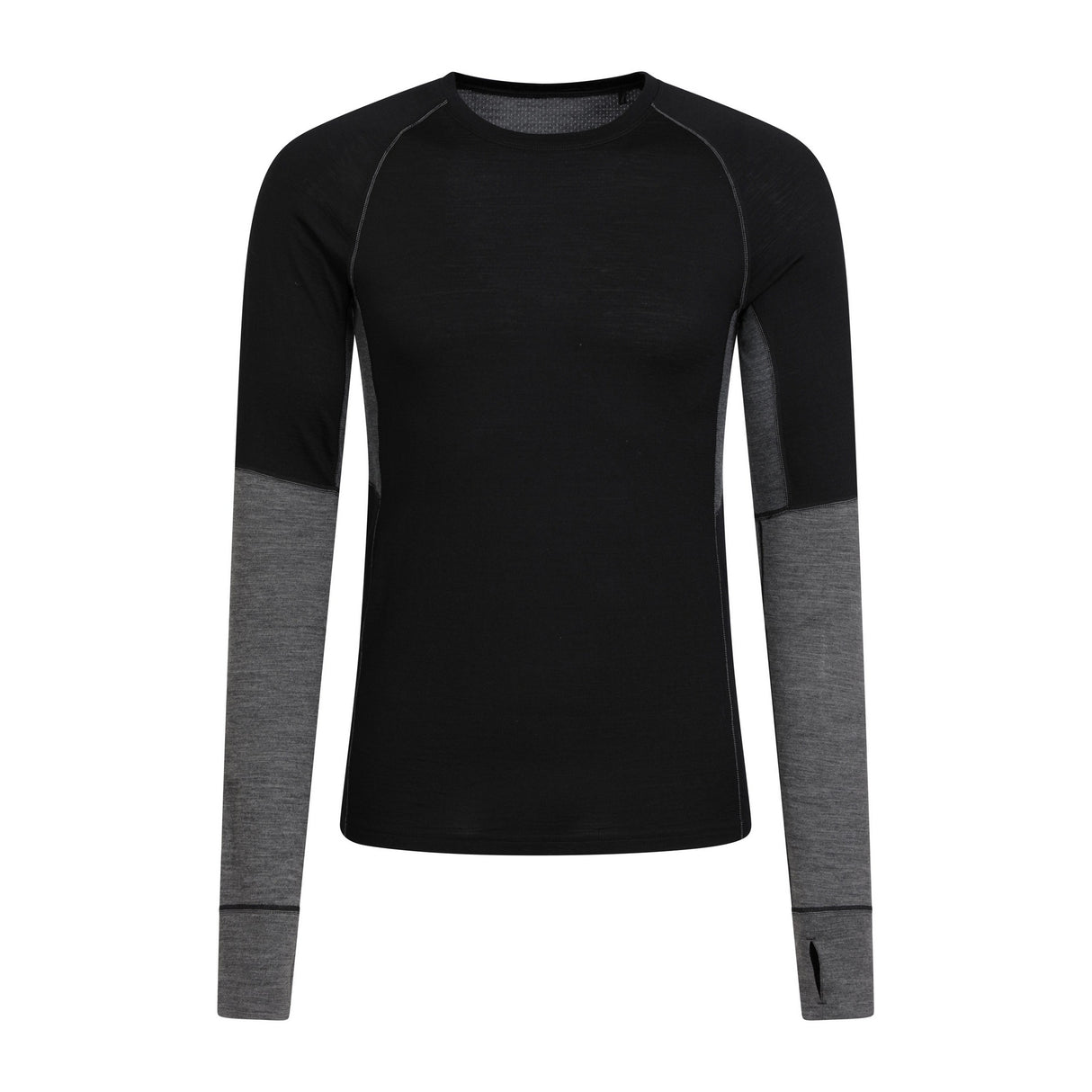 Mountain Warehouse Mens Ultra Merino Wool Round Neck Base Layer Top Black