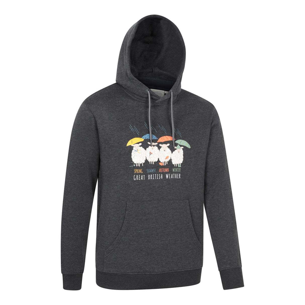 Mountain Warehouse Mens Great British Weather Overhead Hoodie Charcoal
