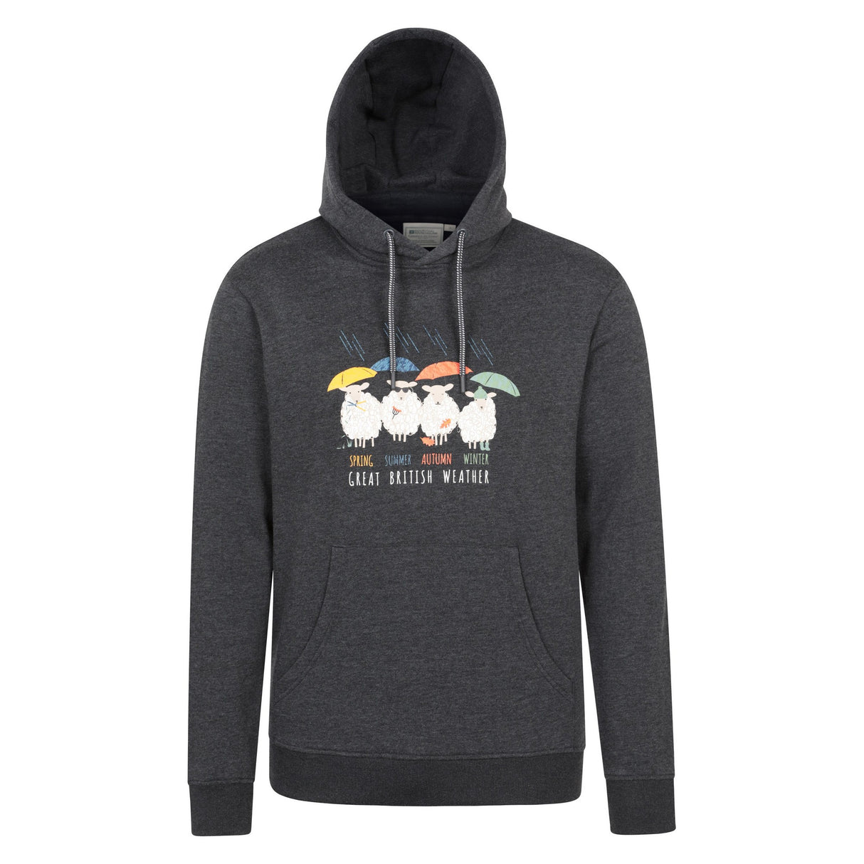 Mountain Warehouse Mens Great British Weather Overhead Hoodie Charcoal