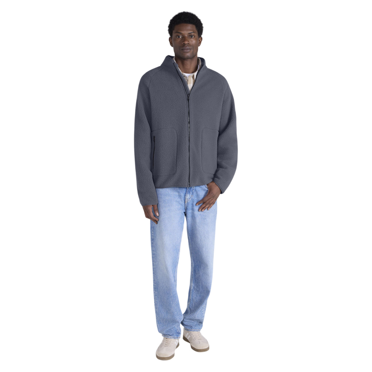 Animal Mens Andy Borg Fleece Jacket Light Grey