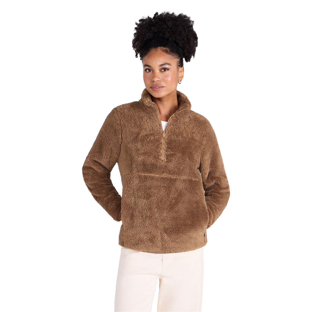 Animal Womens Teddy Fleece Half Zip Jacket Tan