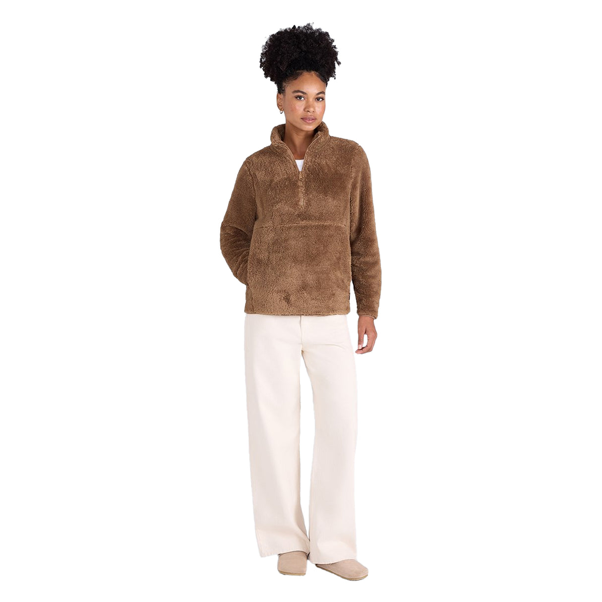 Animal Womens Teddy Fleece Half Zip Jacket Tan