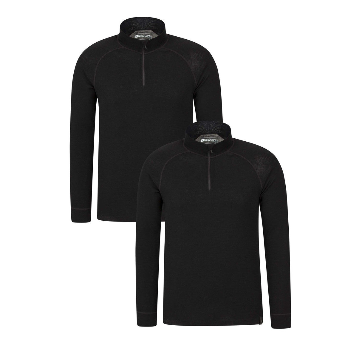 Mountain Warehouse Mens Merino Wool Base Layer Top (Pack of 2) Black