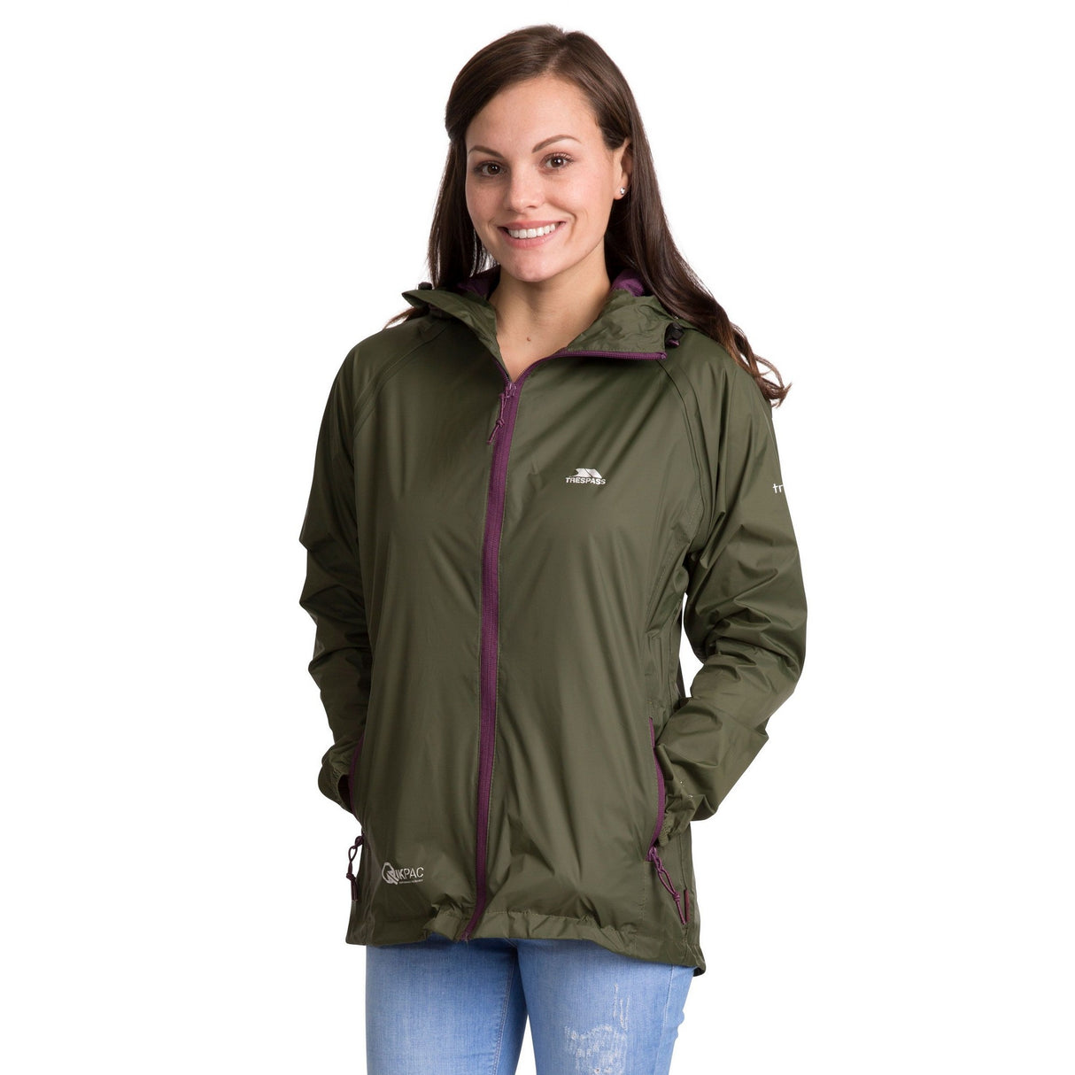 Trespass Womens Qikpac Packaway Waterproof Jacket Moss