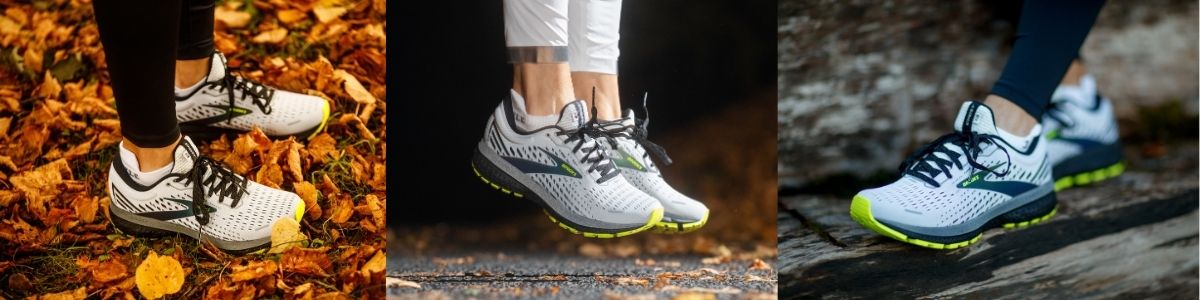 Brooks Ghost running shoes outdoors in autumn conditions