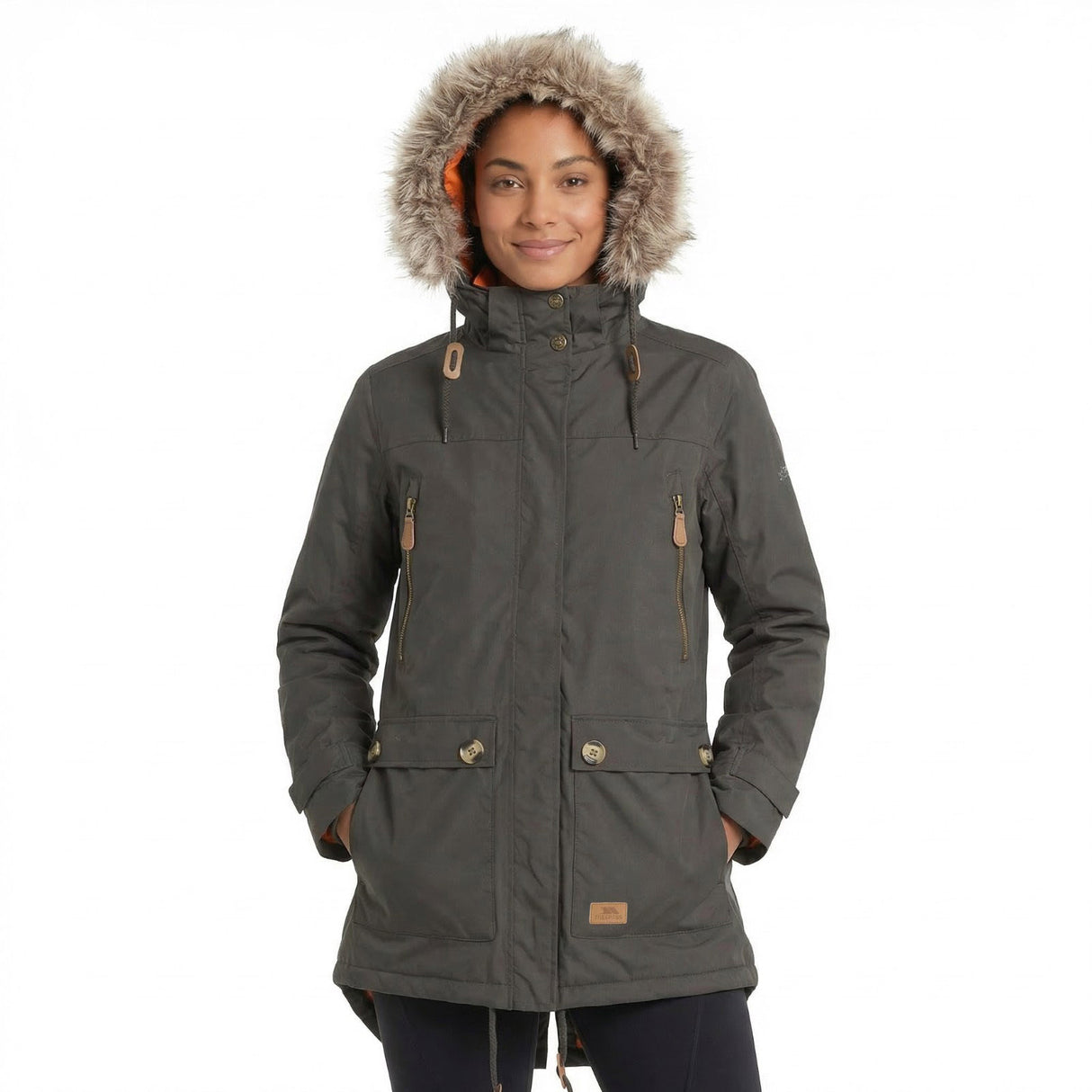 Trespass Womens Clea Waterproof Parka Dark Khaki