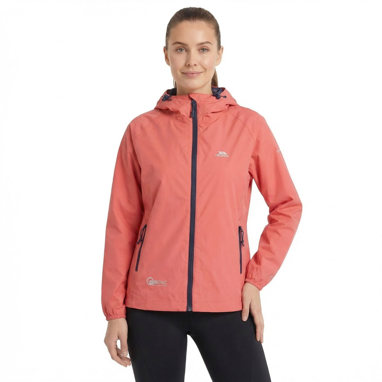 Trespass Womens Qikpac Packaway Waterproof Jacket Peach Blush